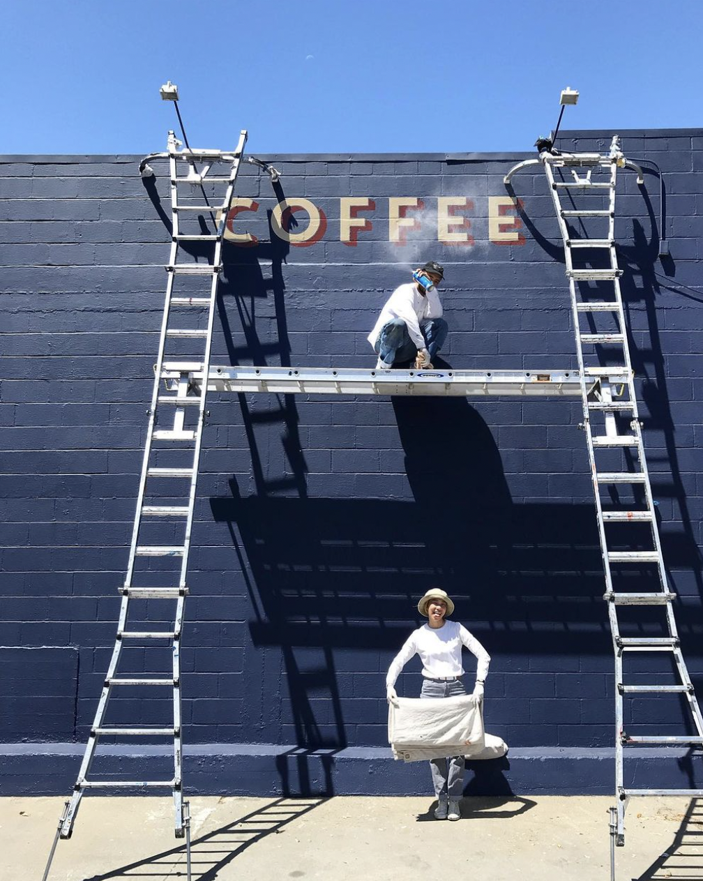 Painting "coffee" on building